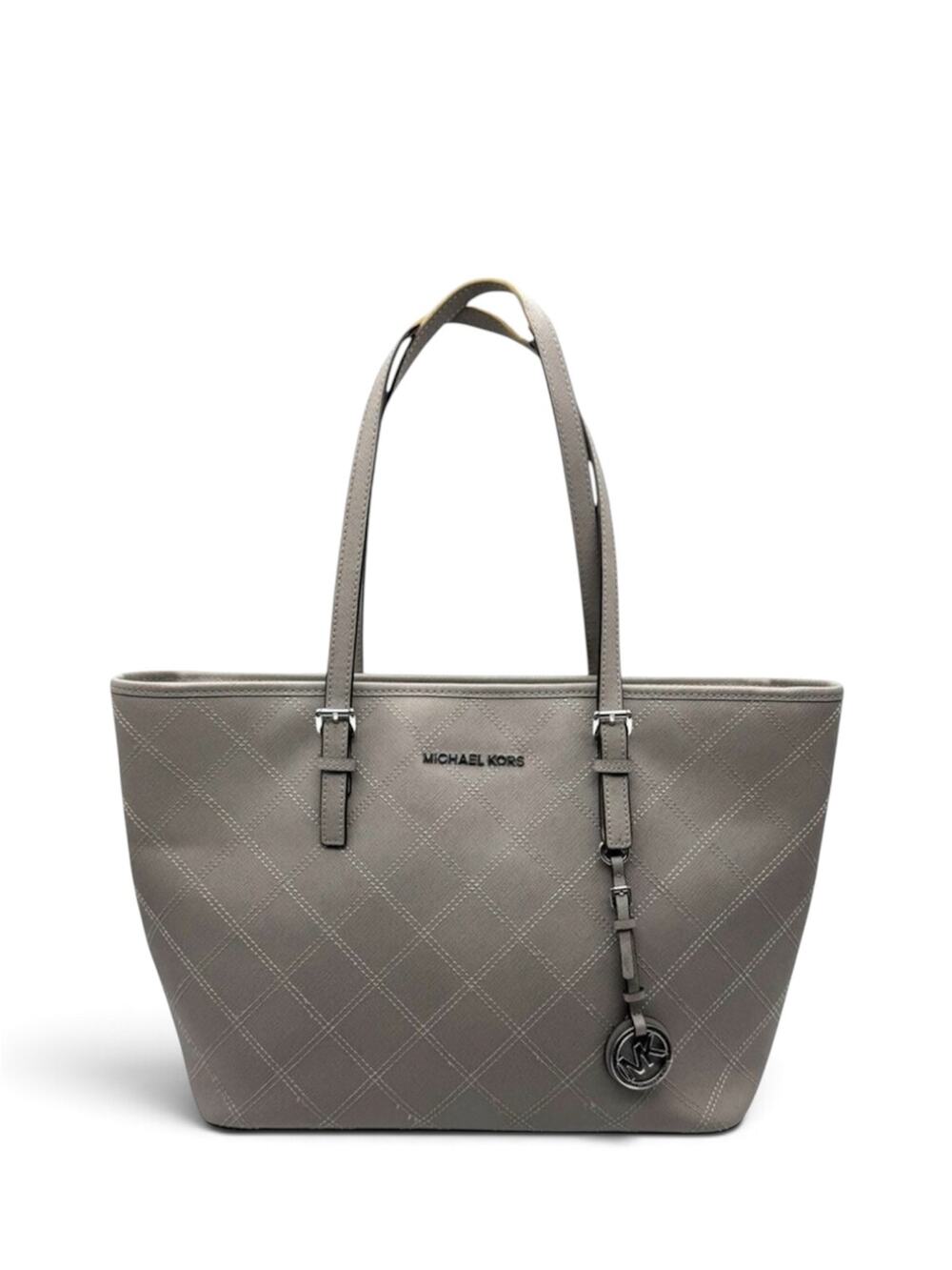 MICHAEL Michael Kors Jet Set Travel Quilted Saffiano Tote Grey Silver